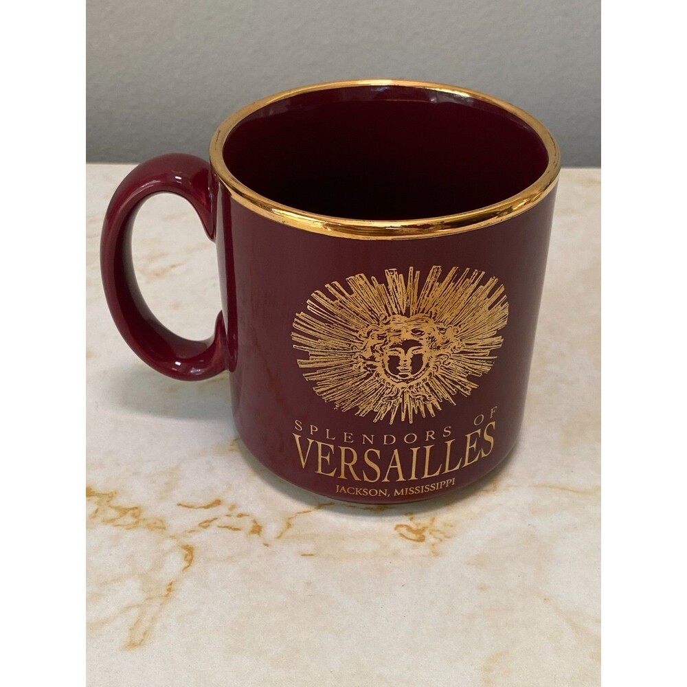 1990s Splendors of Versailles Jackson Mississippi Mug Red & Gold Made in England